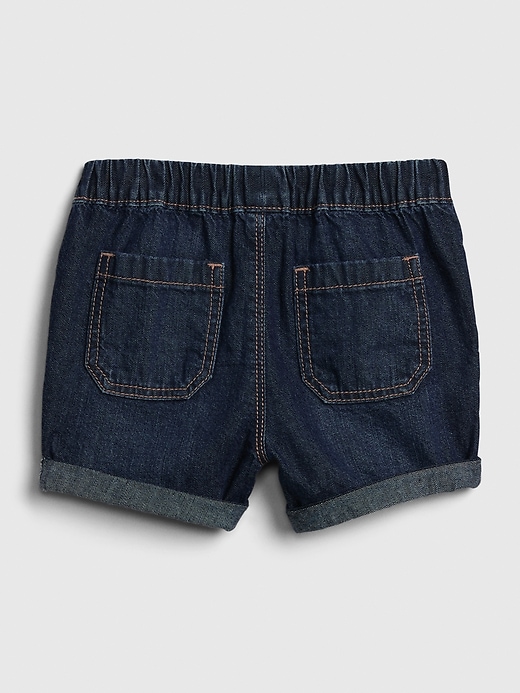 2 of 8 showing, with the color dark indigo of product Toddler Pull-On Denim Shorts