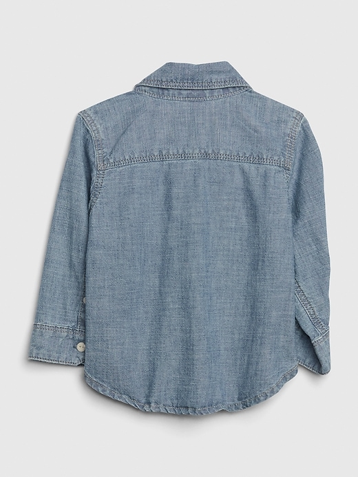 2 of 8 showing, with the color medium wash of product Baby Brannan Bear Chambray Shirt