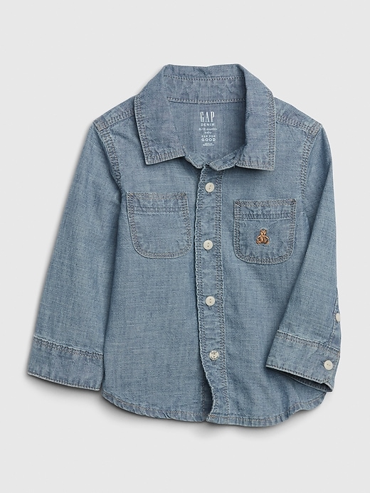 1 of 8 showing, with the color medium wash of product Baby Brannan Bear Chambray Shirt