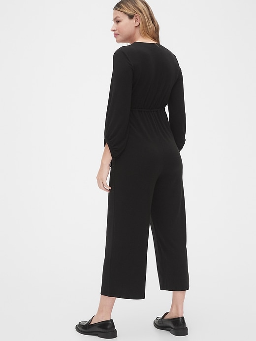 2 of 8 showing, with the color true black of product Maternity Wide-Leg Jumpsuit