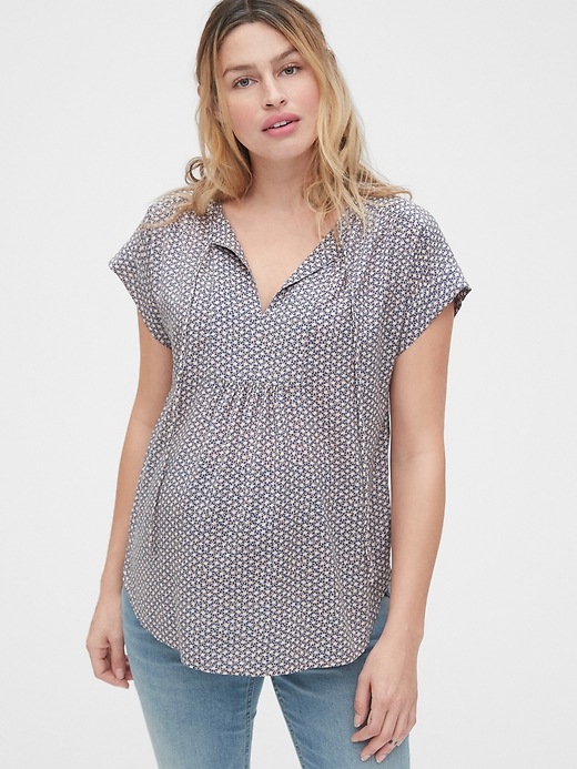 Image number 1 showing, Maternity Pintuck Bib-Front Top in Modal
