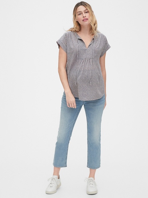 Image number 3 showing, Maternity Pintuck Bib-Front Top in Modal