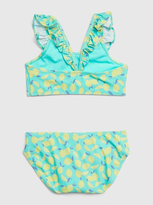 2 of 8 showing, with the color blue lemon print of product Kids Ruffle Lemon Swim Two-Piece