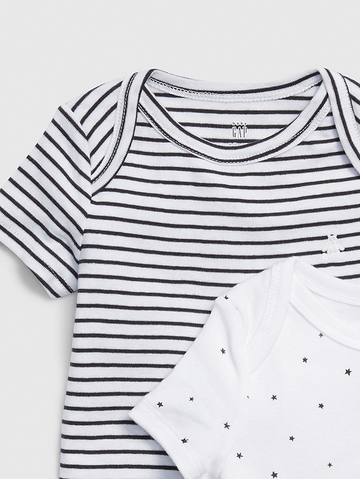 2 of 8 showing, with the color white of product Baby Print Short Sleeve Bodysuit (3-Pack)
