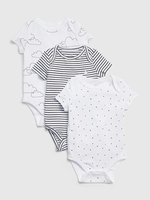 1 of 8 showing, with the color white of product Baby Print Short Sleeve Bodysuit (3-Pack)