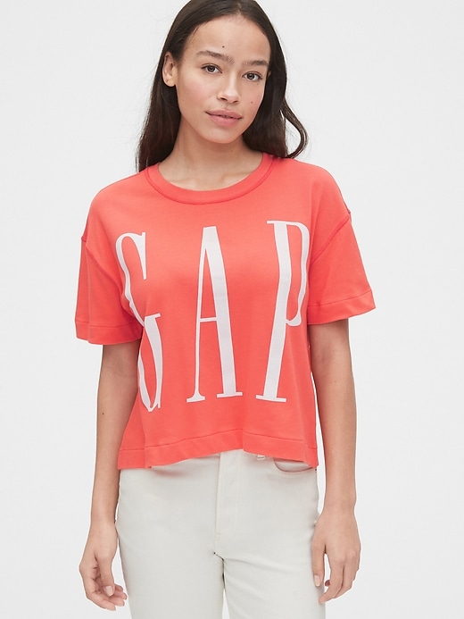 1 of 8 showing, with the color neon coral pink flame of product Gap Logo Cropped T-Shirt