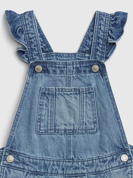 Image number 3 showing, Toddler Denim Ruffle Overalls