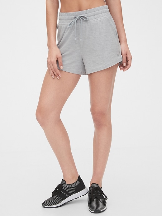 1 of 8 showing, with the color gray moon of product GapFit Brushed Jersey Shorts