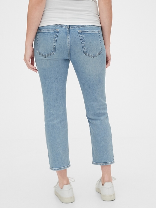 2 of 8 showing, with the color medium wash of product Maternity Full Panel Cheeky Straight Jeans