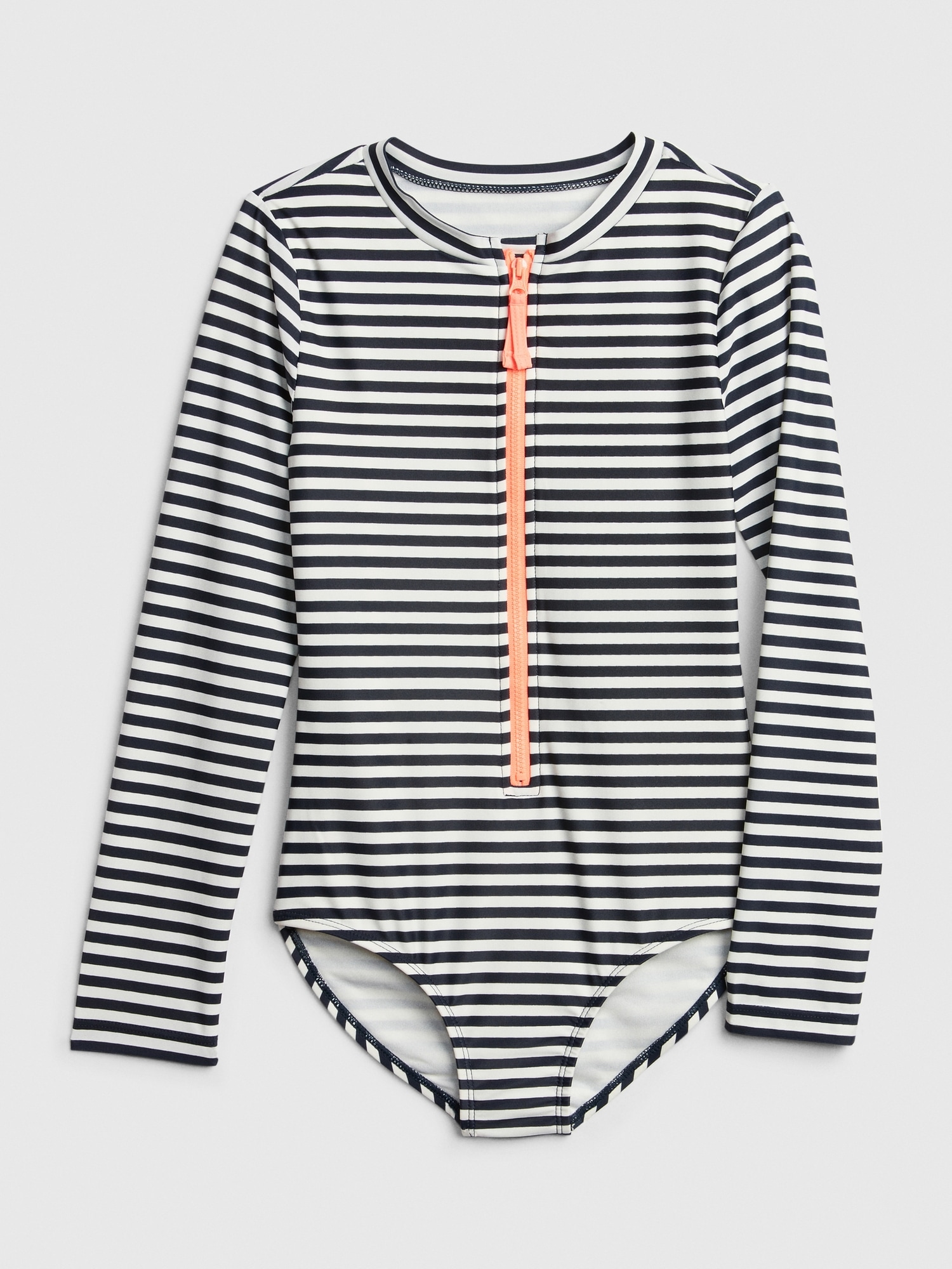 Kids Stripe Zip Rash Guard One Piece