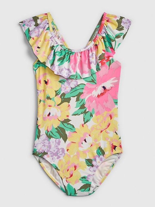 Image number 1 showing, Kids Floral Ruffle Swim One-Piece
