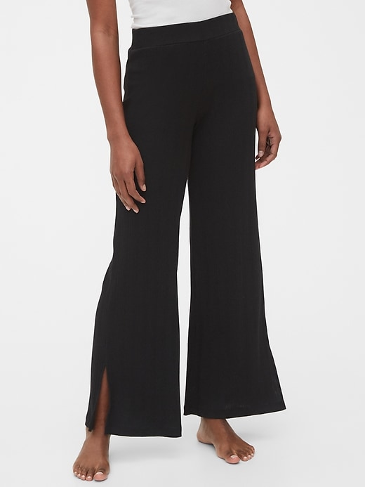 1 of 8 showing, with the color true black of product Ribbed Pants in Modal