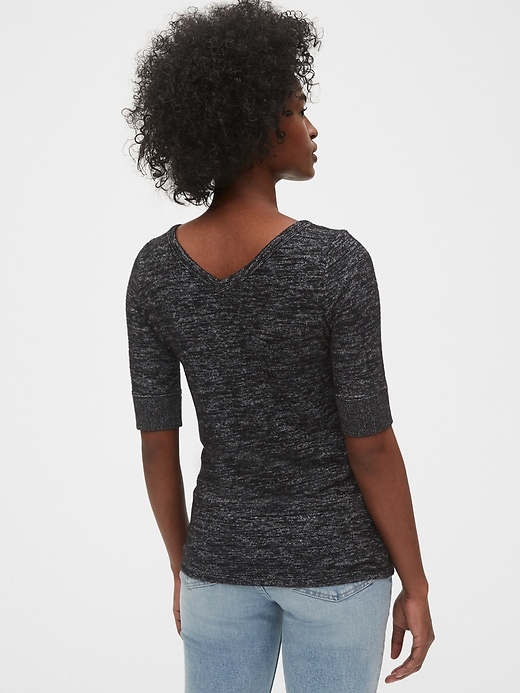 2 of 8 showing, with the color marled black of product Softspun Elbow-Sleeve T-Shirt
