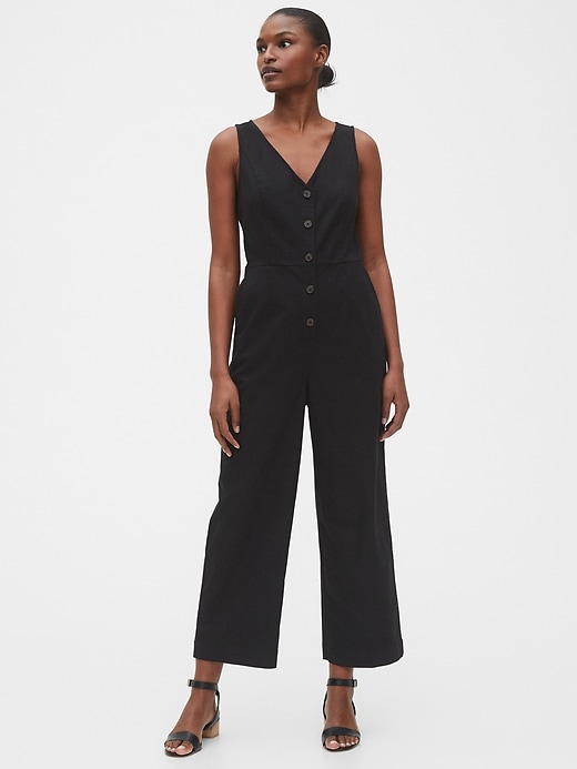 View large product image 1 of 1. TENCEL&#153 Button-Front Jumpsuit