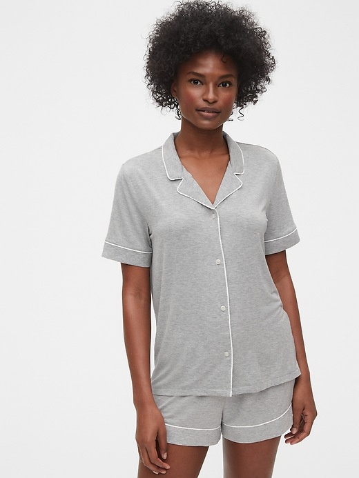 1 of 8 showing, with the color light heather grey of product Truesleep Top in Modal