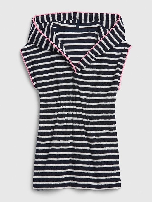 1 of 8 showing, with the color navy stripe of product Toddler Terry Swim Coverup
