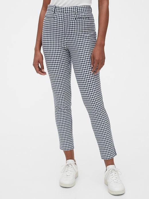 Image number 1 showing, High Rise Gingham Signature Skinny Ankle Pants