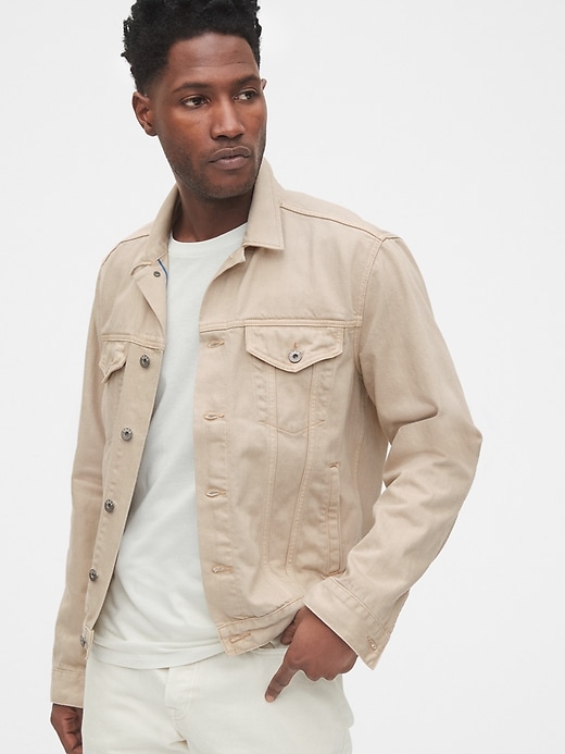 1 of 8 showing, with the color sand of product Selvedge Denim Icon Jacket