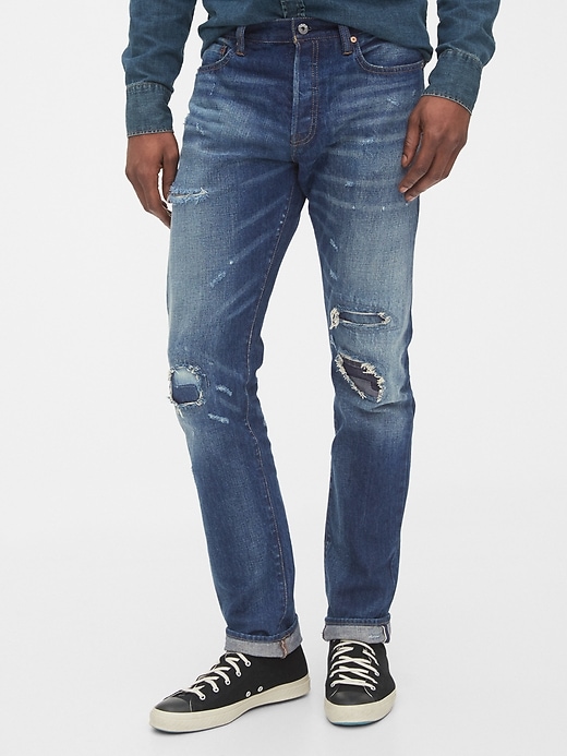 Image number 1 showing, 1969 Premium Selvedge Rip & Repair Slim Jeans