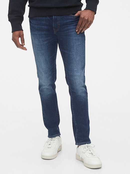 1 of 8 showing, with the color worn vintage dark of product GapFlex Slim Taper Jeans With Washwell™