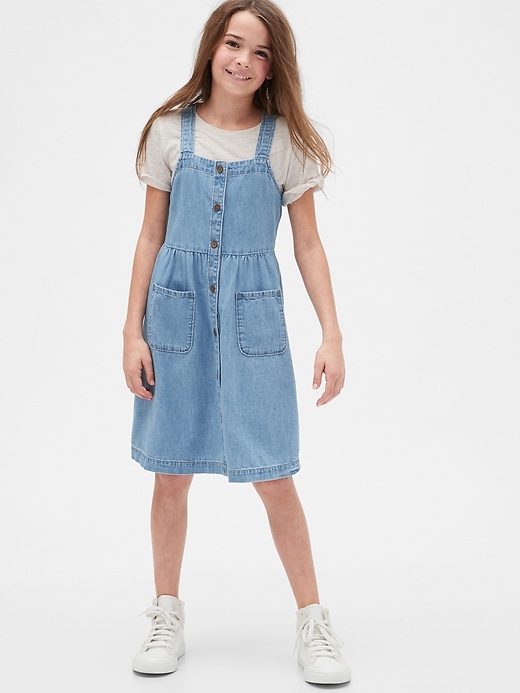 2 of 8 showing, with the color denim of product Kids Denim Pocket Dress