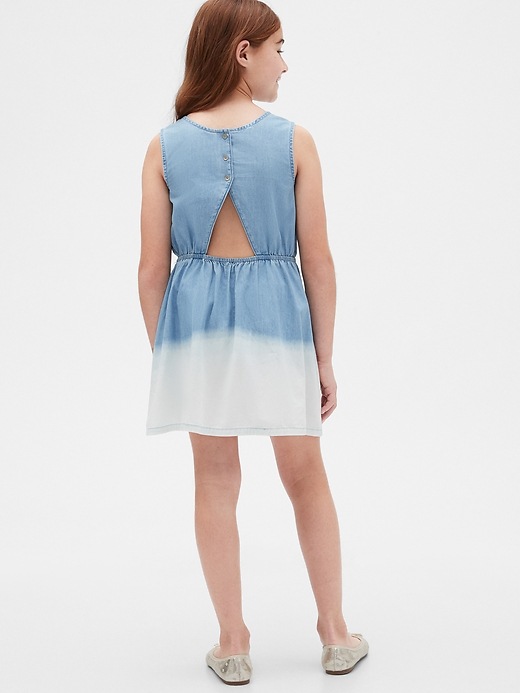 2 of 8 showing, with the color mulberry of product Kids Dipped Denim Dress