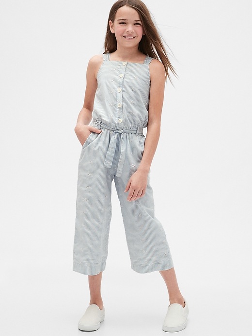 2 of 8 showing, with the color belle blue of product Kids Tie-Belt Jumpsuit