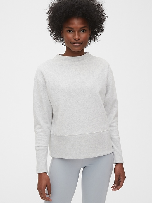 1 of 8 showing, with the color heather grey of product GapFit Funnel-Neck Sweatshirt