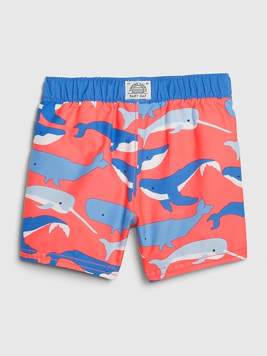 2 of 8 showing, with the color neon coral of product Baby Whale Rash Guard Swim Set