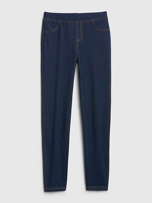 1 of 8 showing, with the color deep cobalt of product Kids Denim Leggings