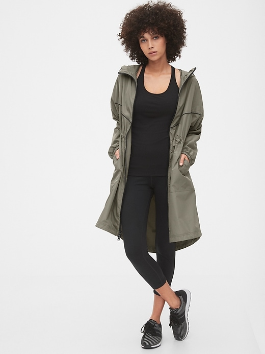 1 of 8 showing, with the color mesculen green of product GapFit Packable Parka