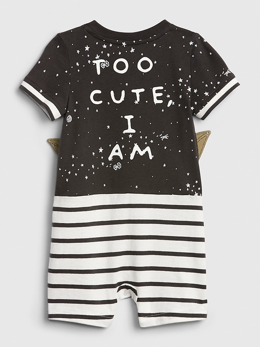 2 of 8 showing, with the color flint gray of product babyGap &#124 Star Wars™ Yoda Shorty One-Piece