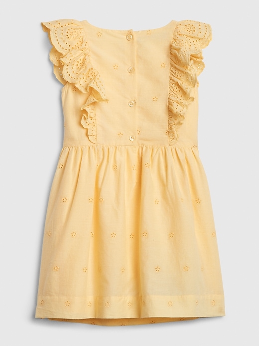 2 of 8 showing, with the color light yellow of product Toddler Eyelet Ruffle Dress