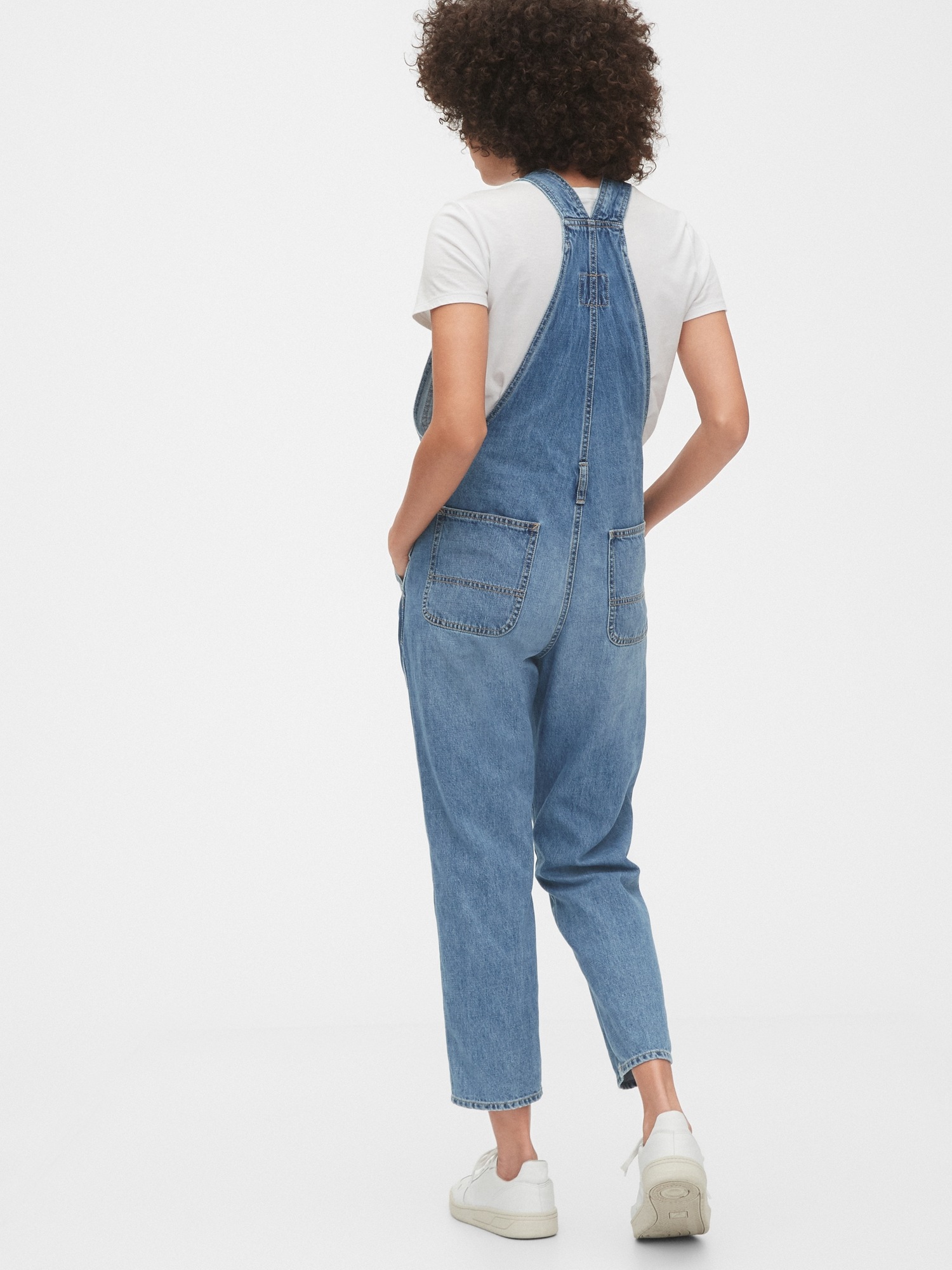 relaxed denim overalls gap