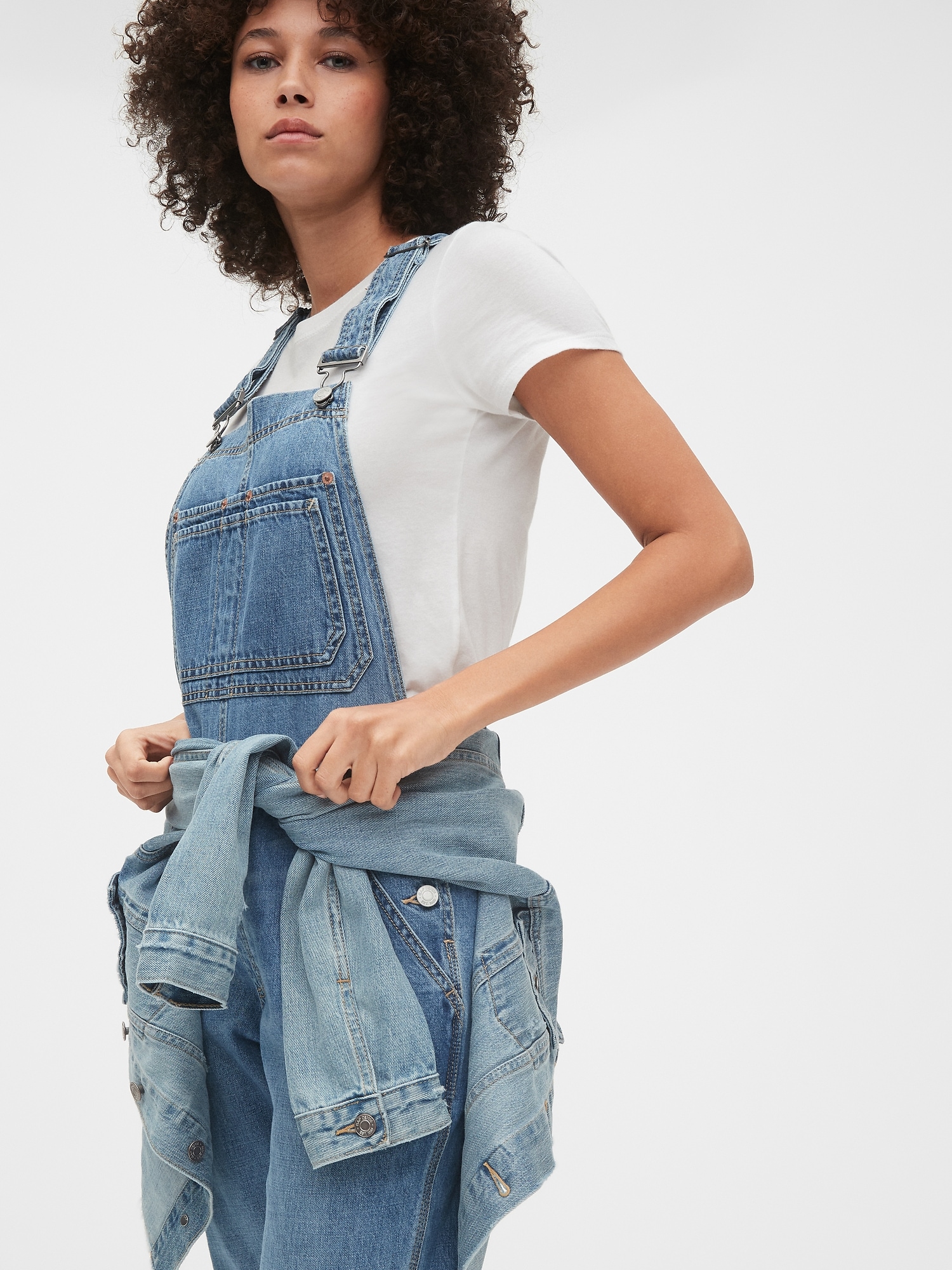 relaxed denim overalls gap
