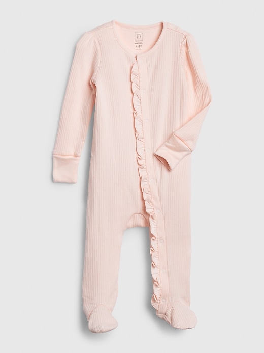 Image number 1 showing, Baby Organic Cotton Ruffle Footed One-Piece