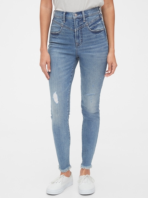 Image number 1 showing, Sky High Destructed True Skinny Ankle Jeans