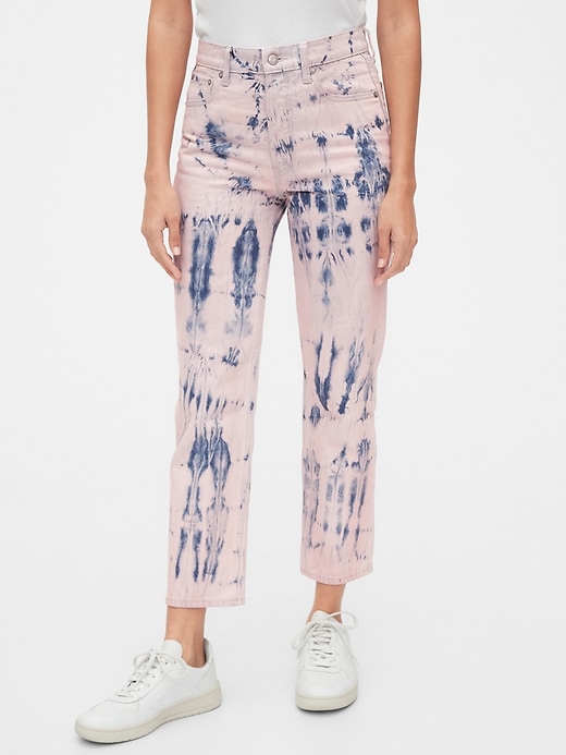 Image number 1 showing, High Rise Tie-Dye Cheeky Straight Jeans