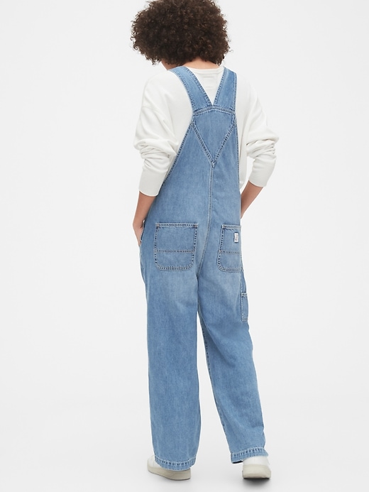 2 of 8 showing, with the color light indigo of product Wide-Leg Denim Overalls