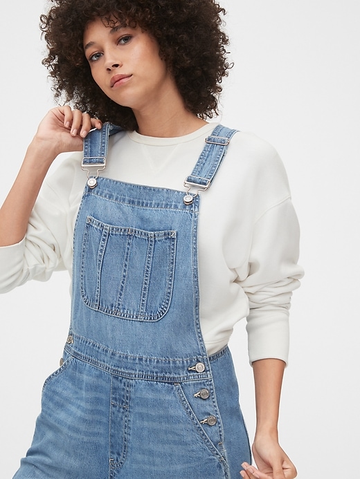 Image number 3 showing, Wide-Leg Denim Overalls