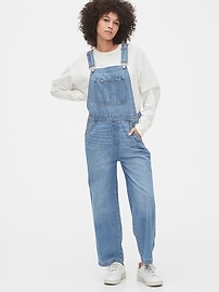 white wide leg overalls