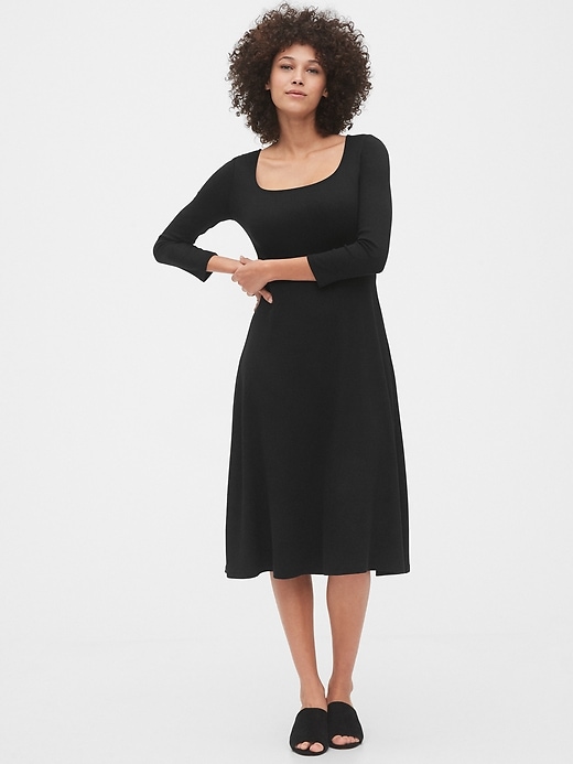 1 of 8 showing, with the color true black of product Squareneck Midi Dress