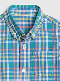 View large product image 3 of 3. Toddler Plaid Poplin Short Sleeve Shirt