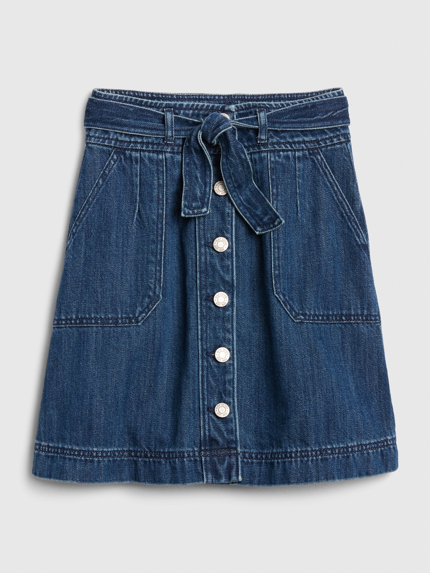 gap button front denim skirt