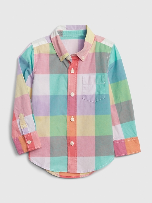 View large product image 1 of 3. Toddler Plaid Poplin Long Sleeve Shirt
