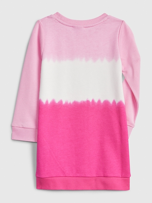 2 of 8 showing, with the color pure pink of product Toddler Tie-Dye Sweatshirt Dress