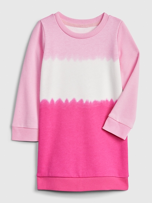 1 of 8 showing, with the color pure pink of product Toddler Tie-Dye Sweatshirt Dress