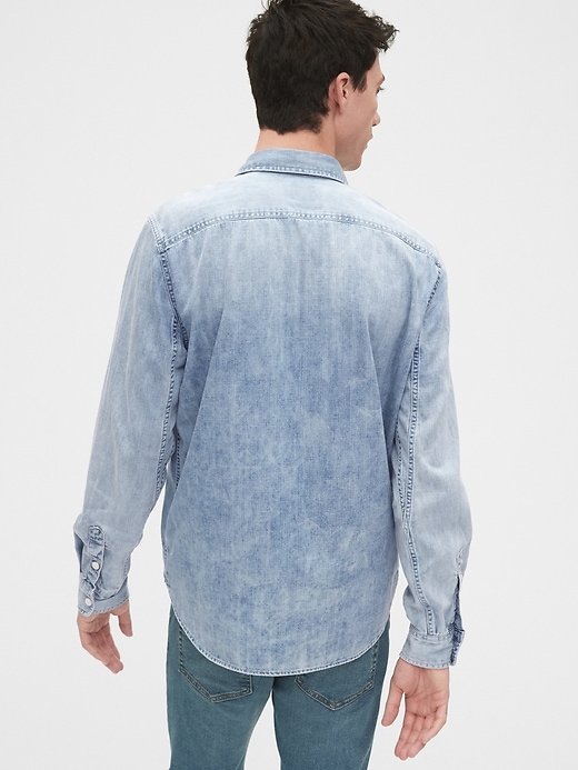 2 of 8 showing, with the color light wash indigo of product Denim Shirt in Standard Fit