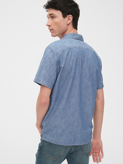 2 of 8 showing, with the color blue crush of product Chambray Worker Shirt in Standard Fit
