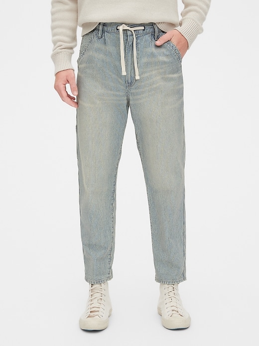 Image number 1 showing, '80s Worker Stripe Relaxed Taper Jeans